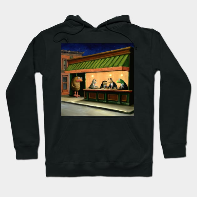 Nighthawks with Muppets Hoodie by valsevent